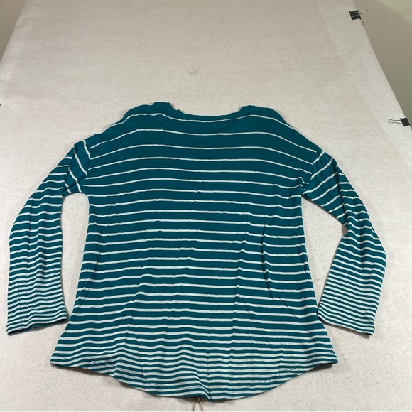 Calvin Klein Jeans Shirt Top Long Sleeve Scoop Neckline Woman’s striped Blouse - Picture 7 of 9